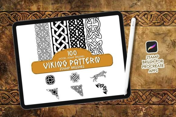 100 Viking Pattern StampBrush for Procreate