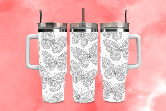 Boho Floral Butterfly Tumbler Wrap SVG