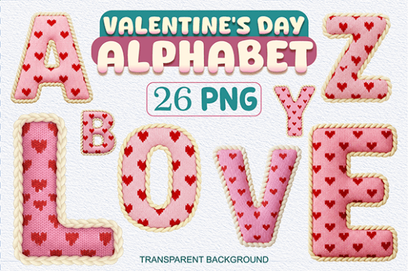 Bringing Handmade Warmth to Digital Designs with Valentine Crochet Alphabet Clipart PNG