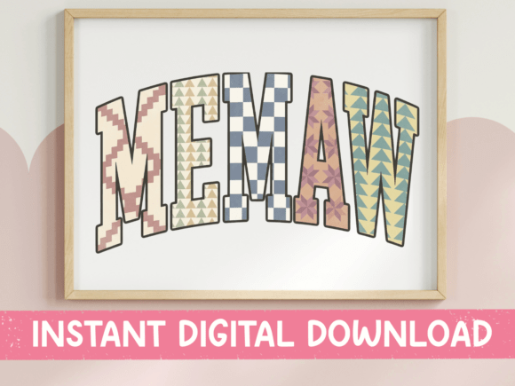 Celebrating the Boho Grandmother with Memaw Boho Patchwork Arched Letters