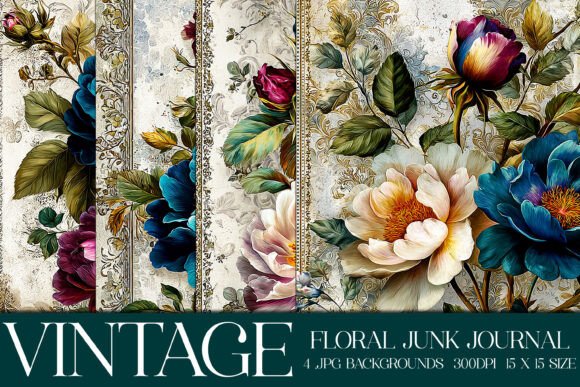 Elegant Floral Backgrounds, S15: Reviving Vintage Aesthetics for Modern Digital and Physical Crafts