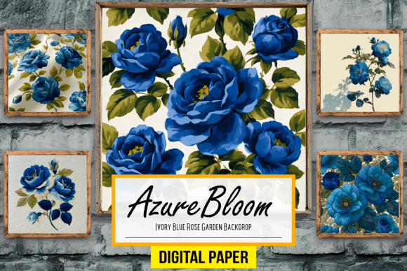 Elevating Visual Identity with Ivory Blue Rose Garden Backdrop Artwork