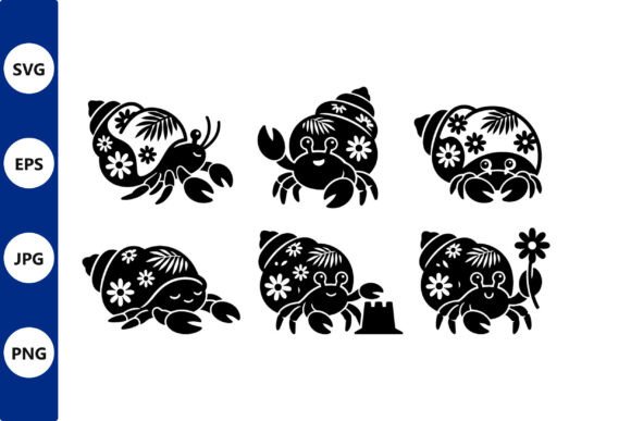 Evaluating Floral Crab Silhouettes Vector Art for Design Projects