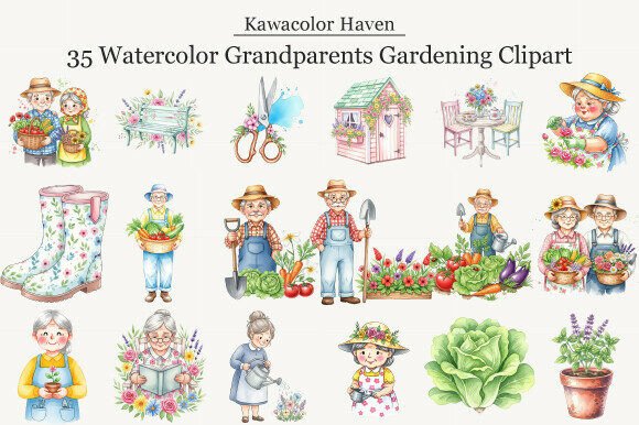Evaluating the Practical Value of Watercolor Grandparents Gardening Clipart for Creative Projects