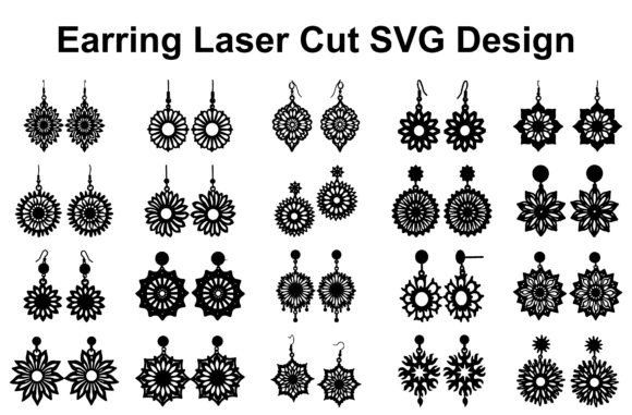 Floral Mandala Earring SVG Pack for Laser Crafts