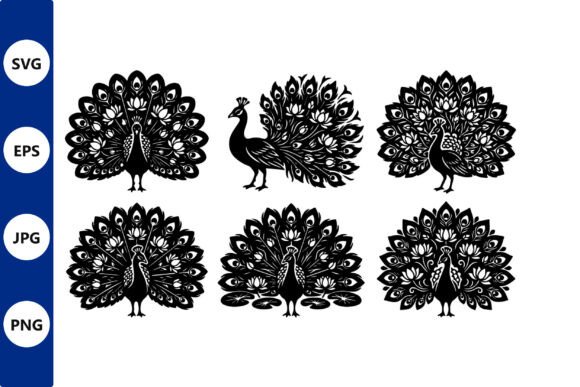Integrating the Peacock Fan Vector Set Black Silhouette into Professional Design Workflows