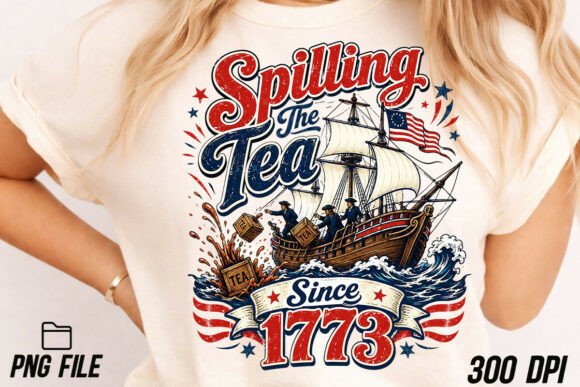 Spilling Tea PNG 1776: A Patriotic Design for Creators