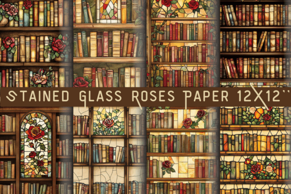Stained Glass Roses Paper: Merging Classic Artistry with Modern Digital Design