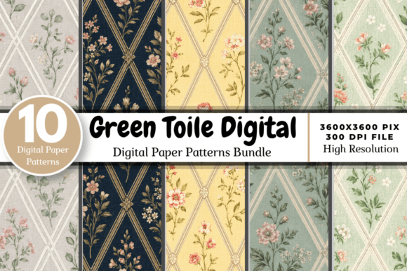 Unlocking Creative Potential with the Green Toile Digital Paper Pack Bundle