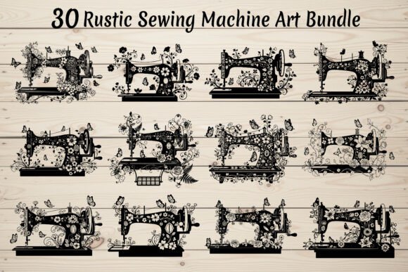 Unlocking Vintage Charm with the 30 Rustic Sewing Machine Art Bundle